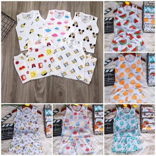 Bộ ba lỗ cotton giấy siêu mỏng mát cho bé
