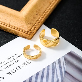 NHẪN BẠC DÁT VÀNG KẺ LƯỚI THỜI TRANG BẠC Ý S925 PHONG CÁCH HÀN QUỐC, ÂU MỸ - 1CARA