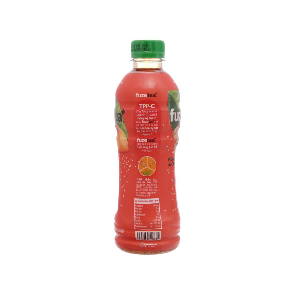 [ Yams Mart ] Combo 3 Trà Đào Và Hạt Chia Fuze Tea Plus Chai 350ML