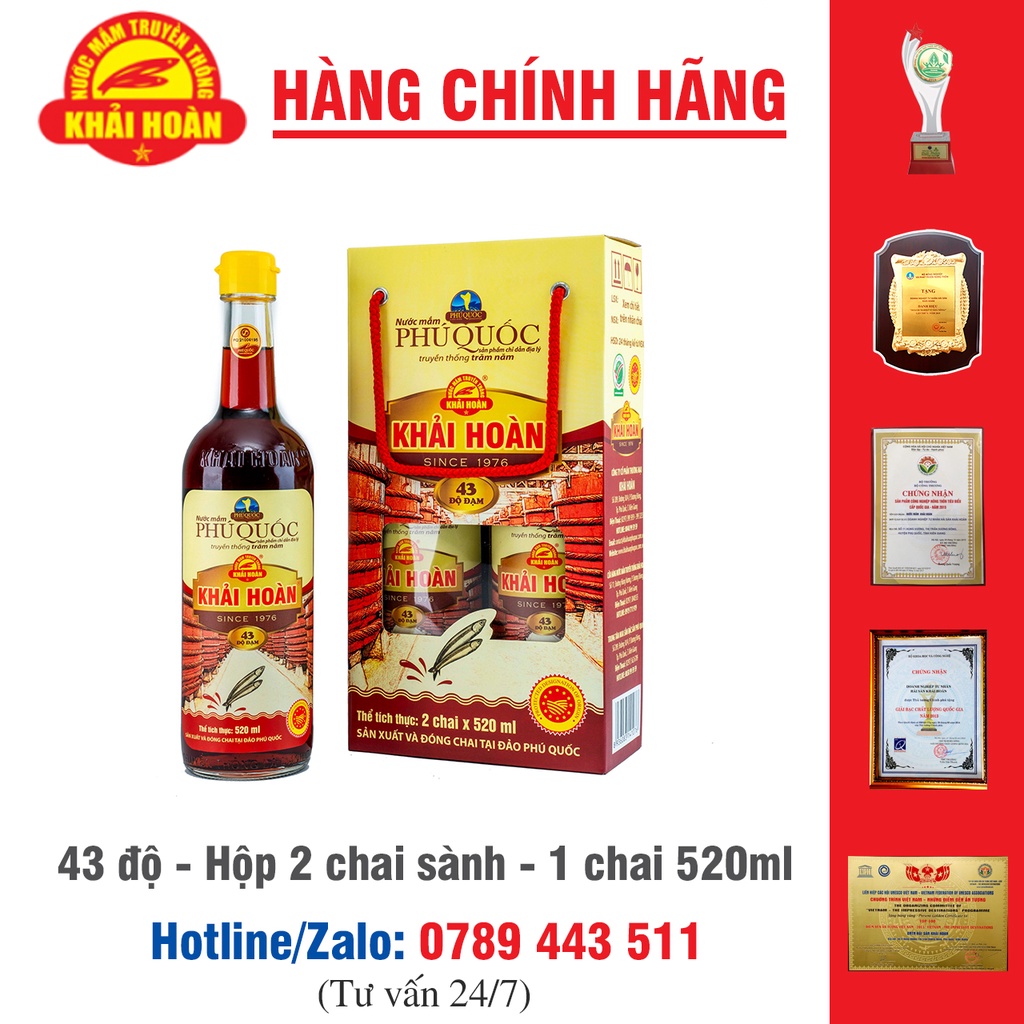 Nước mắm Khải Hoàn - Phú Quốc  43 độ - chai 520ml