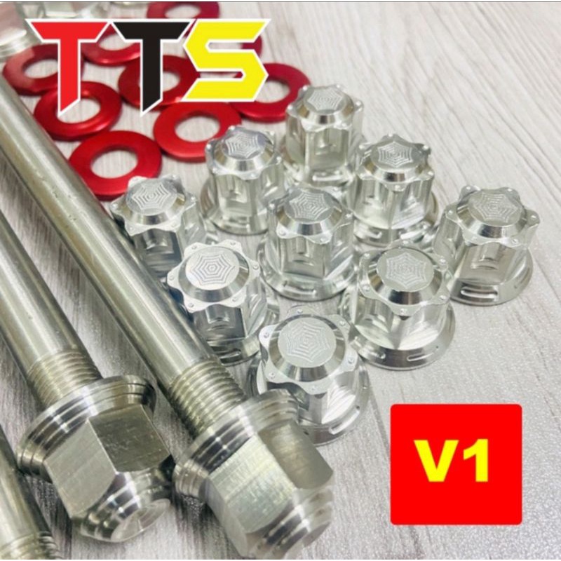 Bộ cốt bánh INOX V1 ,V2 trước sau kèm bát CNC lắp cho WAVE, DREAM