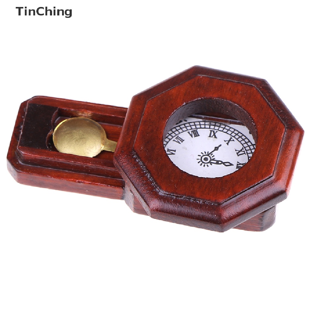 Đồng Hồ Đỏ Bằng Gỗ Kiểu Vintage Trang Trí Nhà Búp Bê Tỉ Lệ 1 / 12