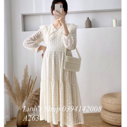 Váy Ren Bầu Dài Tay Điệu Đà A2639