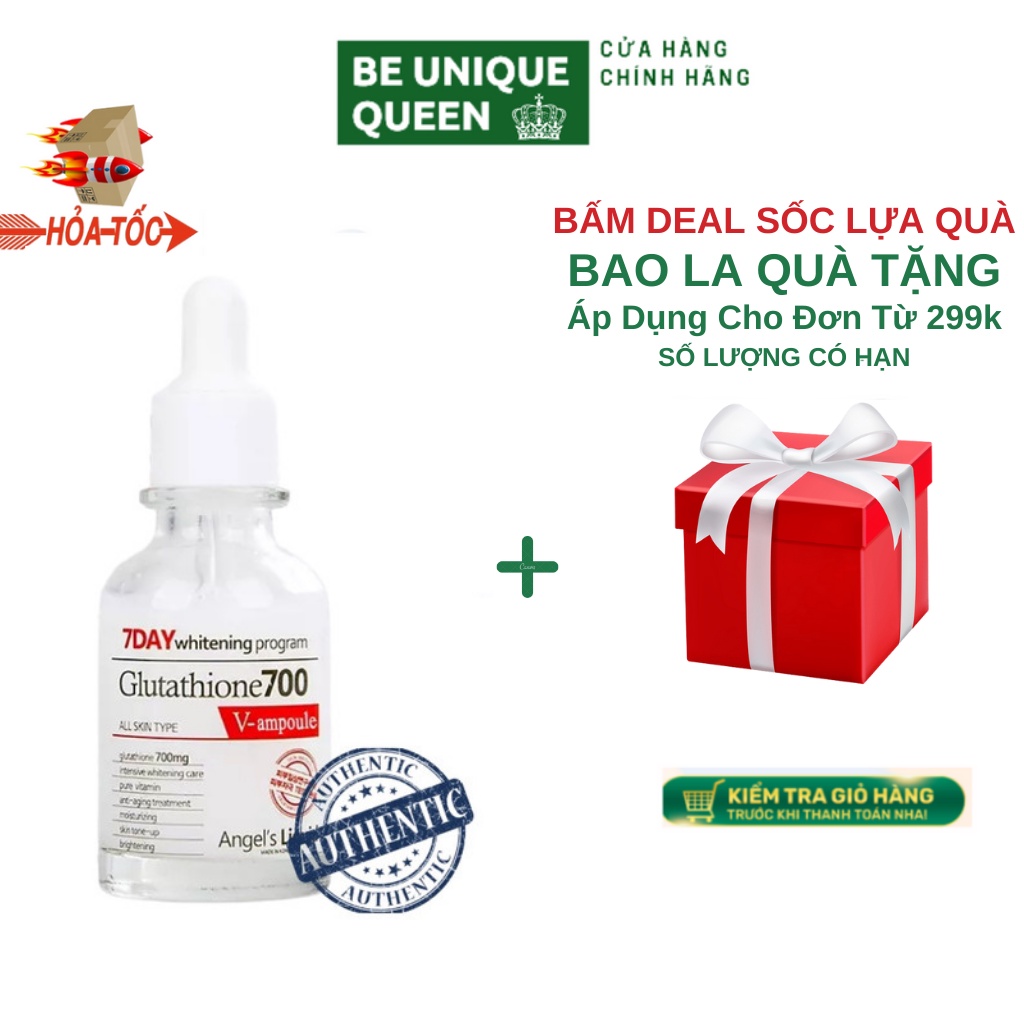 Serum dưỡng trắng da và dưỡng ẩm Angel's Liquid 7 Day Whitening Program Glutathione 700 V-Ample 30ml - Angel s Liquid