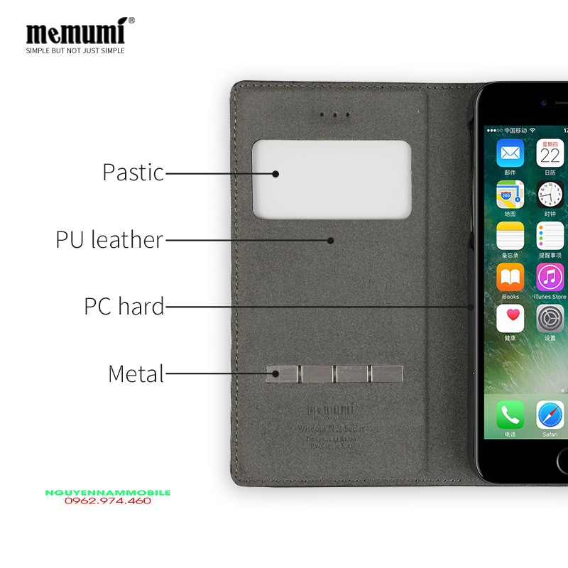 [Mã ELFLASH5 giảm 20K đơn 50K] Bao Da iPhone X iPhone 10 Hiệu Memumi Cao Cấp Có Thanh Trượt