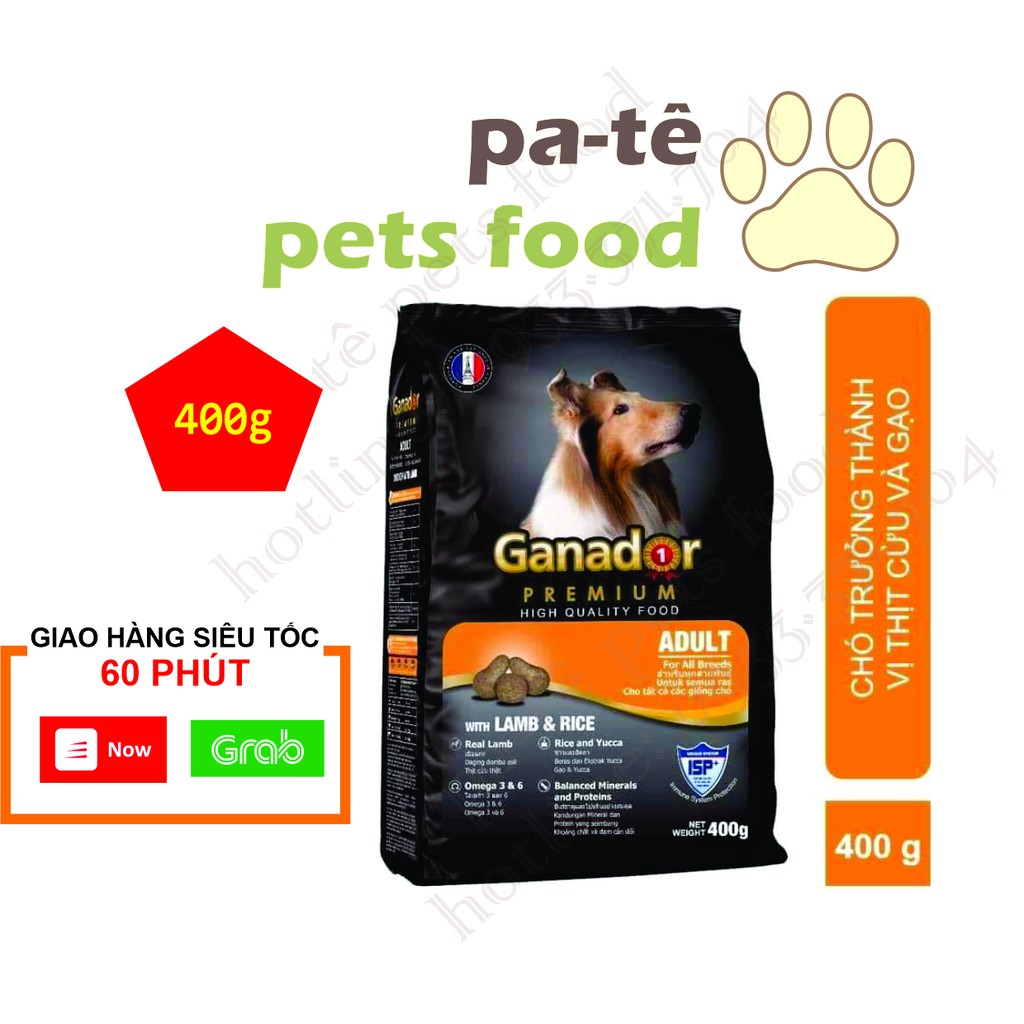 Hạt thức ăn cho chó trưởng thành Ganador vị thịt cừu 400g