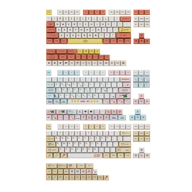 Bàn Phím Cơ btsg 130 Phím XDA PBT In Hình Động Vật Hoạt Hình Đáng Yêu