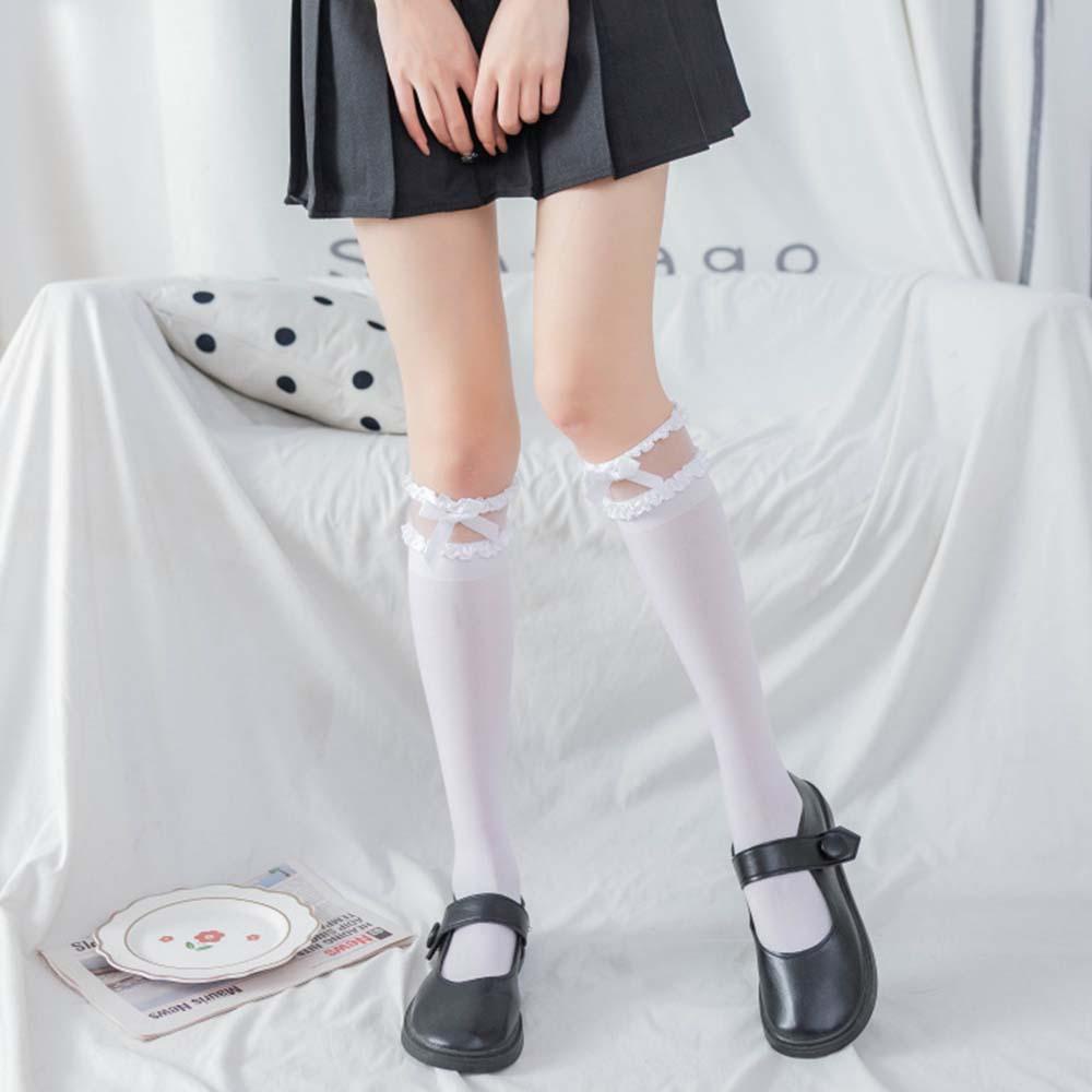 Vớ Dài Mỏng Co Giãn Phối Ren Phong Cách Lolita Cho Nữ