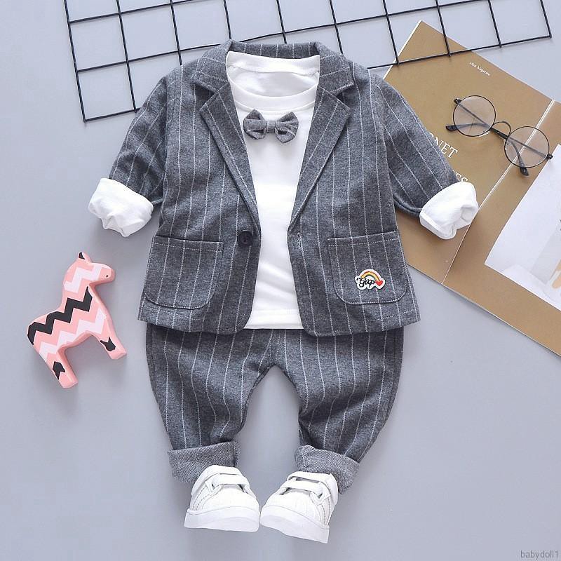 Set áo thun ngắn tay + áo khoác + quần dài phong cách năng động dành cho bé trai