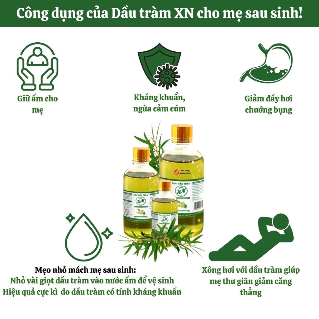 Tinh dầu tràm gió nguyên chất cho bé Shop Mami Mon– Tinh dầu tràm Xứ Nẫu Huế Shop Mami Mon