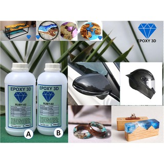 Bộ 1KG Nhựa Epoxy Resin 3D Ruby-02 nhanh khô, độ bóng cao