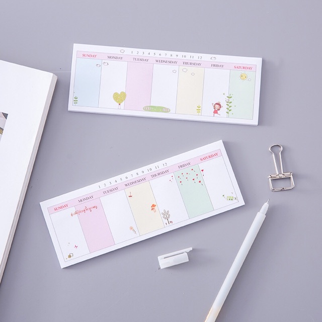 Giấy Note Thời Khoá Biểu - Giấy Ghi Chú Lịch Trình Trong Tuần