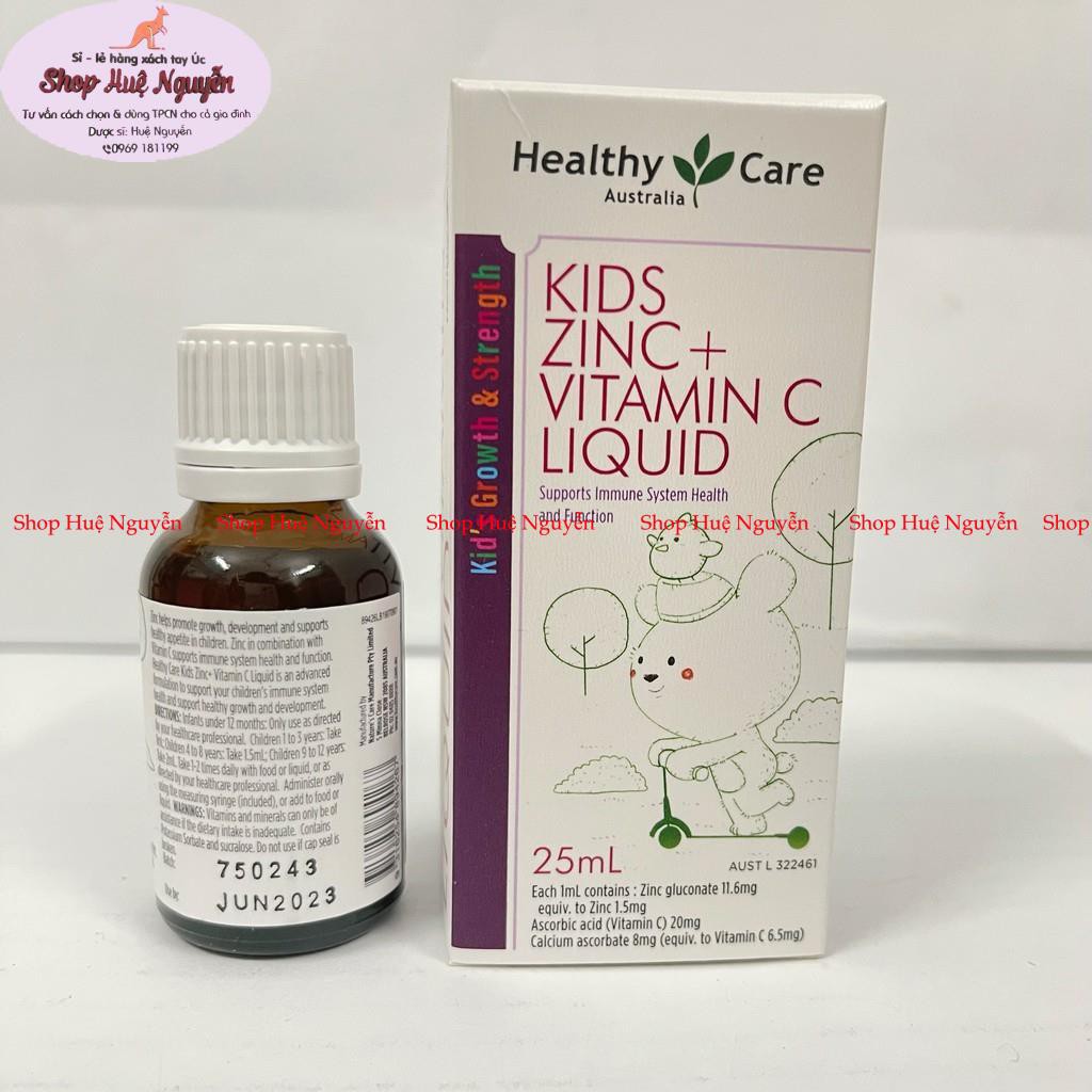 Hỗ trợ bổ sung kẽm và vitamin C cho trẻ Healthy care Kids ZinC + Vitamin C liquid (25ml)