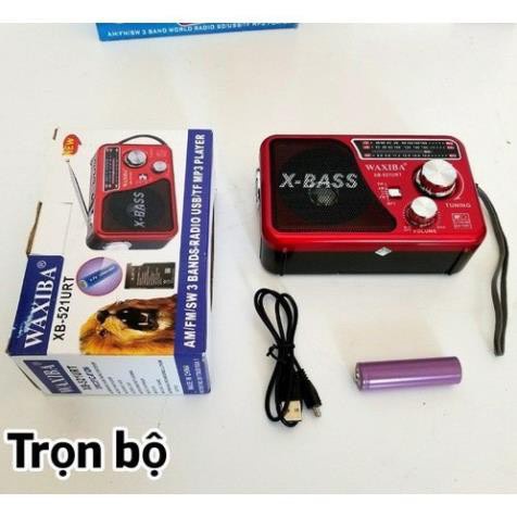 Máy nghe nhạc kiêm đài Radio FM Waxiba XB-521URT- Đài FM 521 có hỗ trợ thẻ nhớ TF và USB có đèn pin