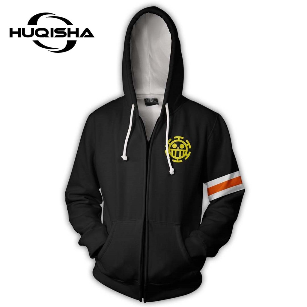 Áo hoodie HUQISHA in hình hoạt hình One Piece thời trang thường ngày cho nam