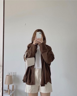 Áo khoác nỉ len cổ V