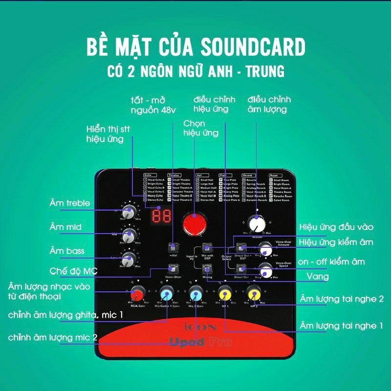 Sound Card Thu Âm ICON UPOD PRO ĐẲNG CẤP 72 CHỂ ĐỘ HÁT CỰC HAY BH 1 NĂM