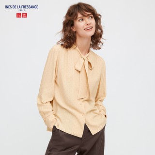 (UNIQLO Nhật chính hãng) Áo sơ mi nữ buộc nơ cổ bộ sưu tập Ines De La Fressange
