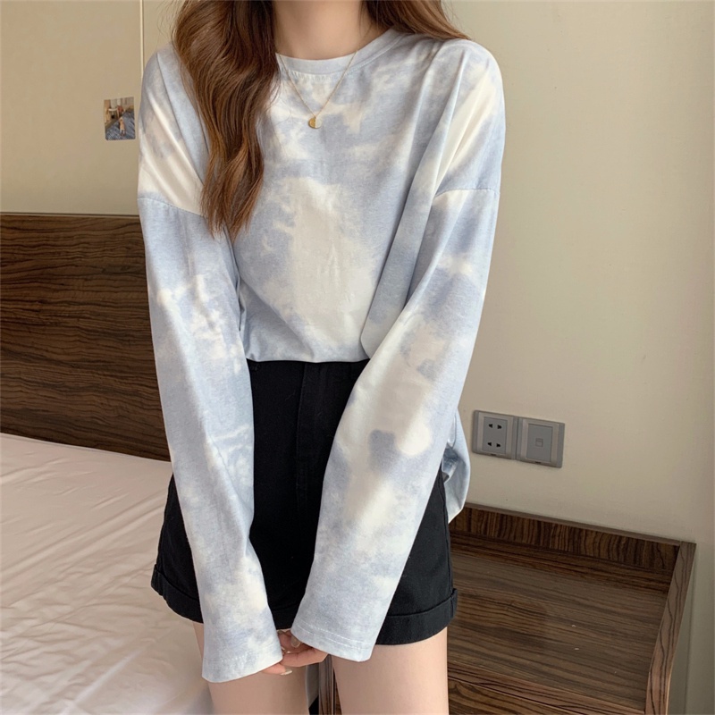 SUXI Áo Thun Nữ Cổ Tròn Dài Tay Kiểu Hàn Quốc Thích Hợp Cho Mùa Thu