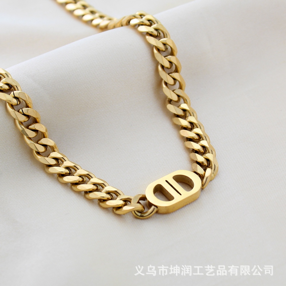 Vòng tay/ vòng cổ mặt chữ D MANYUE thời trang hip hop Âu Mỹ
