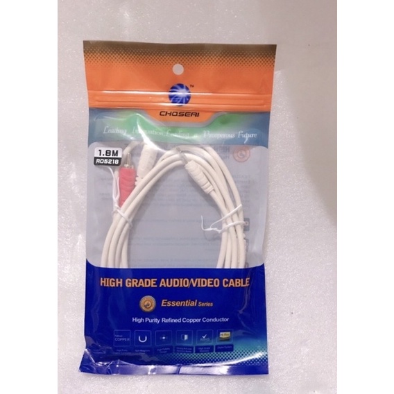 (Dây AV 1 ra 2 Choseal 180cm) 1 cổng tròn 3.5mm ra 2 đầu hoa sen dùng để cắm vào loa hay amly - giá rẻ