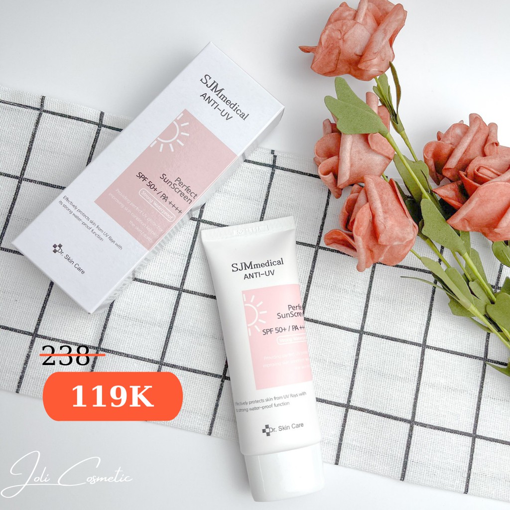 Kem chống nắng SJM Medical Anti UV Perfect SunScreen SPF50+/PA++++ - Nâng tone cấp ẩm phù hợp cho mọi loại da