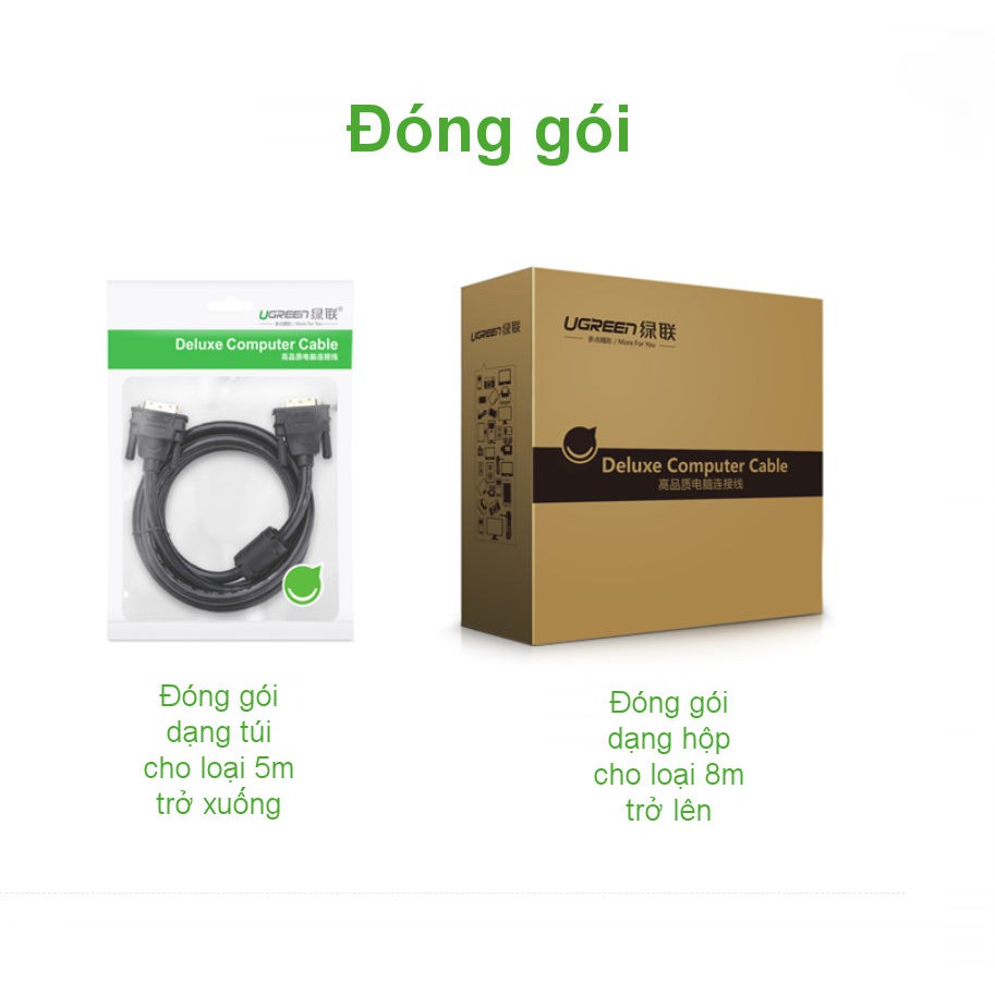 Cáp tín hiệu DVI-D (24+1) 2 đầu đực, dài từ 1.5-10m UGREEN DV101- Hàng phân phối chính hãng - Bảo hành 18 tháng | WebRaoVat - webraovat.net.vn