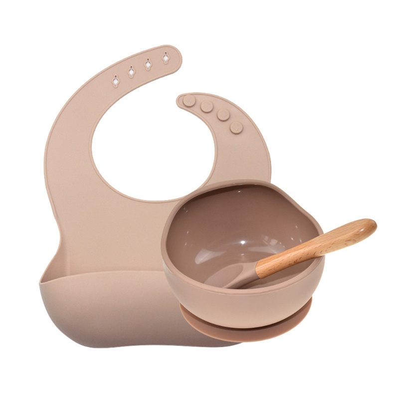 Bộ 3 Yếm Ăn Bằng Silicone Chống Nước Kèm Muỗng Dành Cho Bé Sơ Sinh