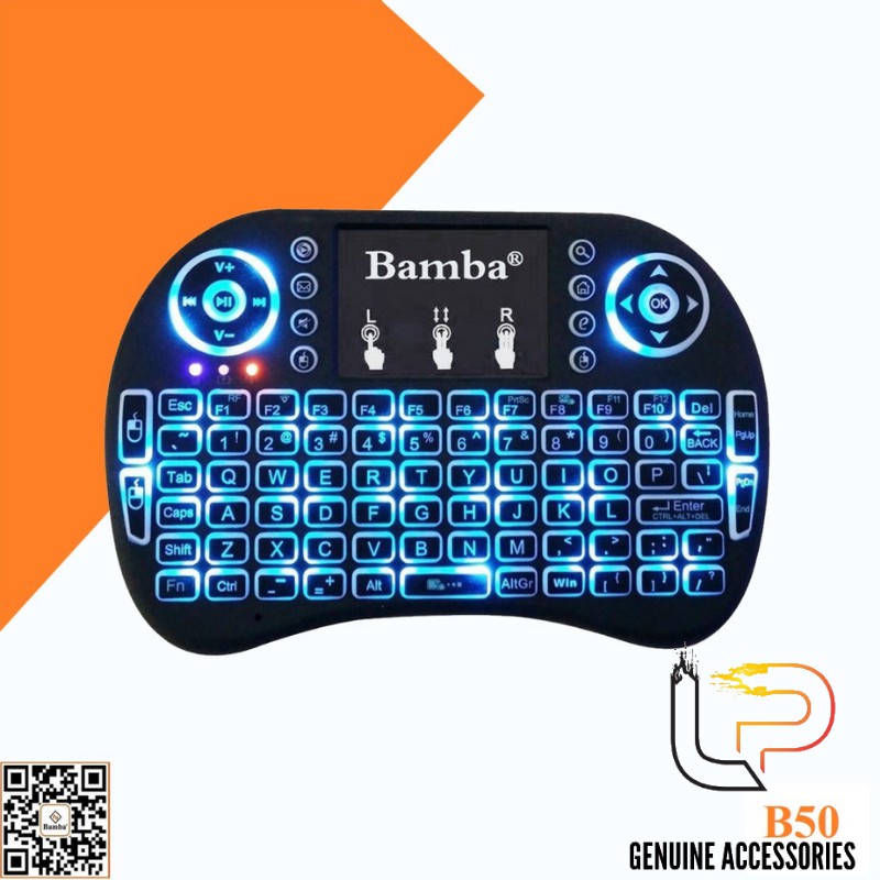 Bàn phím mini không dây BAMBA B50 có LED cho android box, laptop - KEYBOARD MOUSE TOUCHPAD MINI LED BAMBA B50