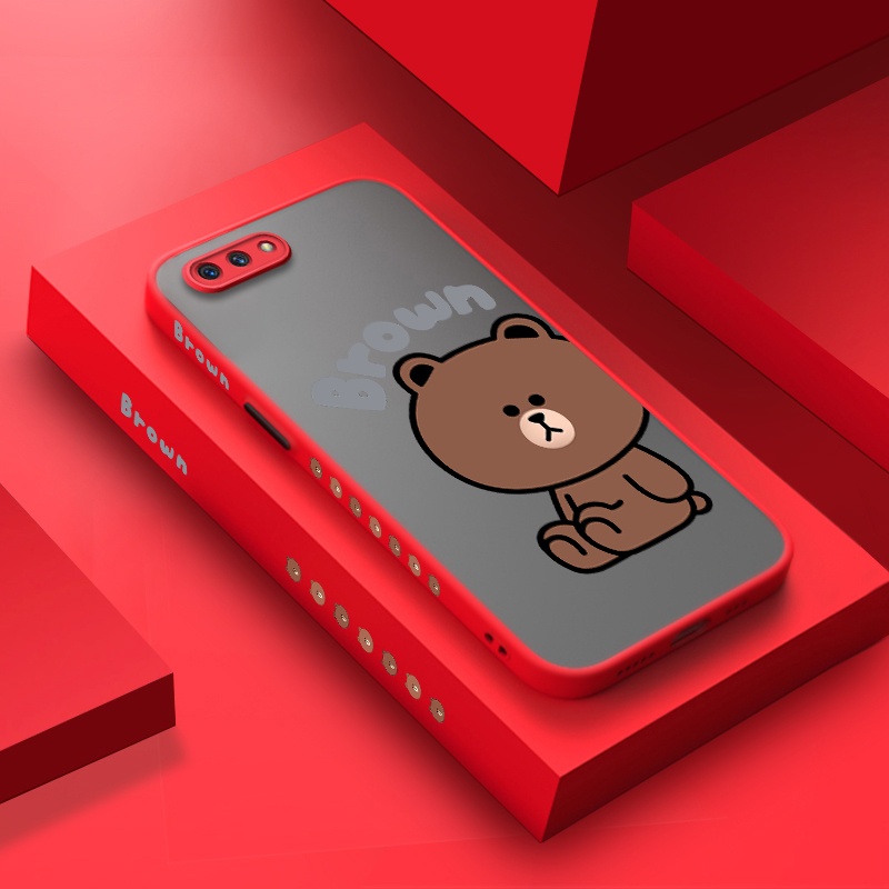 Ốp Điện Thoại Cứng Trong Suốt Mặt Nhám In Hình Gấu Cho Oppo A3s A12E A5 2018 Realme C1