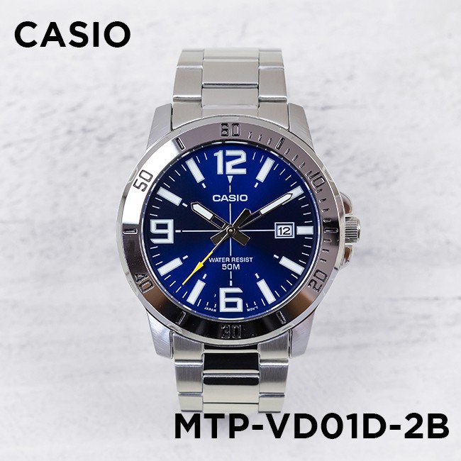 Đồng hồ nam dây kim loại Casio chính hãng Anh Khuê MTP-VD01D-2BVUDF (45mm)