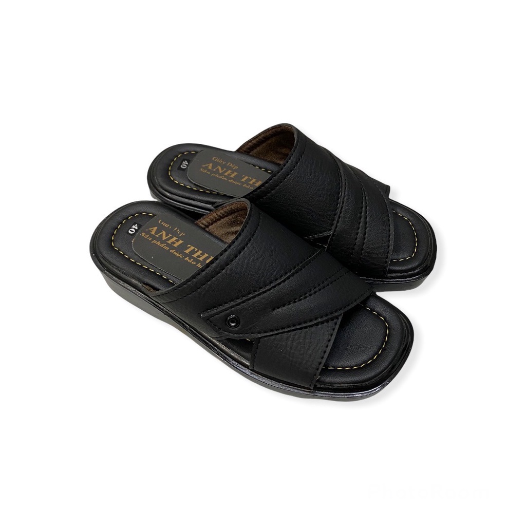 Dép nam quai ngang đế TOMI cao 3 cm màu nâu/bò/đen