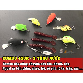 Combo Mồi giả chuyên Sâu cá lóc, cá chuối 450k | Nhái hơi 3 tầng nước