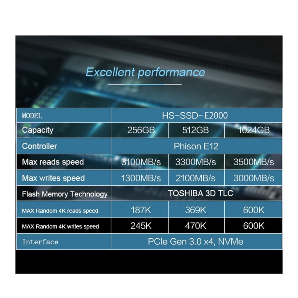 Ổ Cứng SSD 1TB Hikvision E2000 M.2 NVMe PCIe Gen 3×4 Có tản nhiệt bảo hành chính hãng 36 tháng