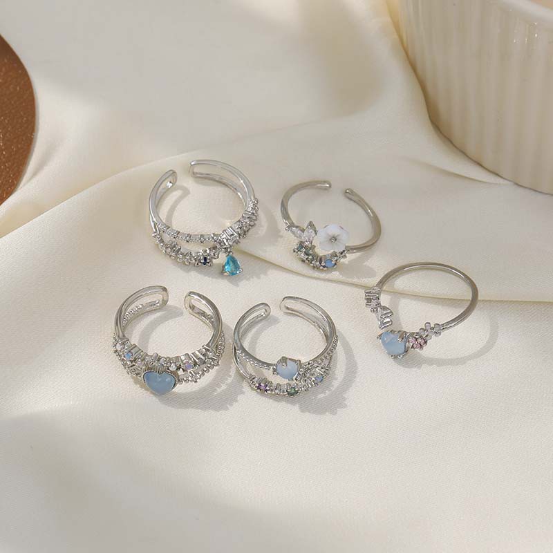 Nhẫn Hở Hình Hoa Đính Đá Zircon Phong Cách Hàn Quốc Thời Trang Cho Nữ