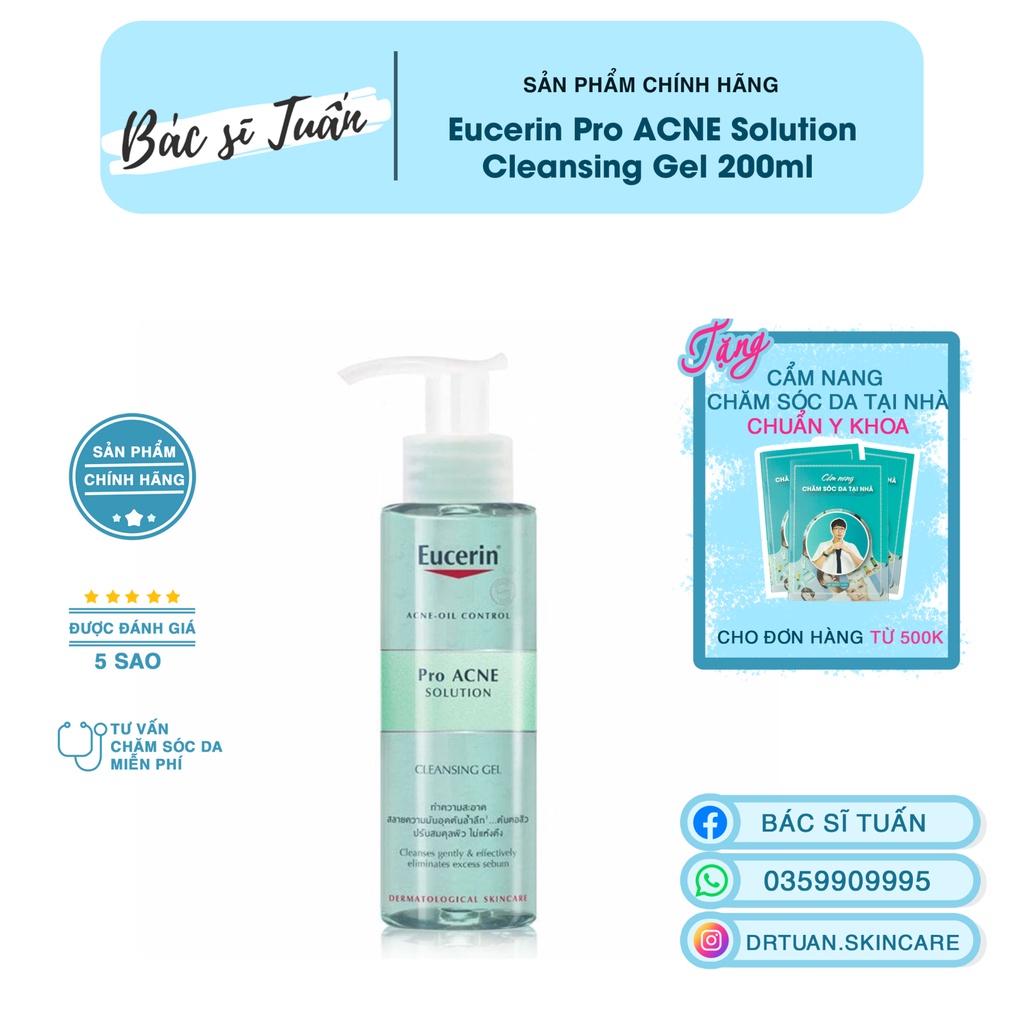 Sữa Rửa Mặt Eucerin Cho Da Dầu Mụn- Eucerin Pro ACNE Solution Acne Oil Control 200ml