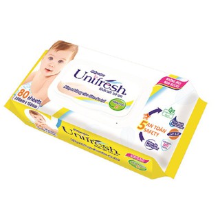 Combo 6 gói khăn ướt UNIFRESH 80x24 Vitamin E cho bé (80 tờ/gói)