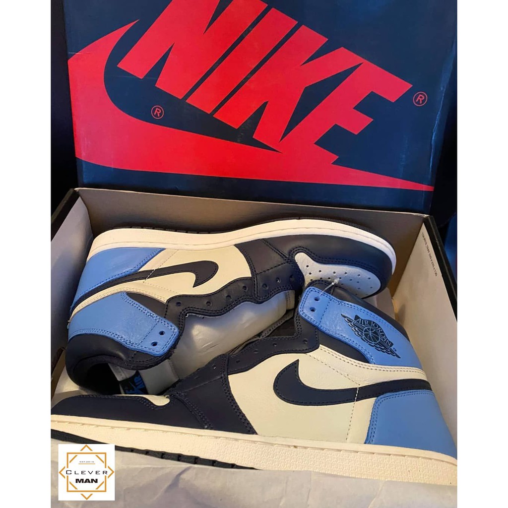 (FREESHIP+FULLBOX) Giày Thể Thao AIR JORDAN 1 Retro High Obsidian UNC Xanh Than Gót Xanh Dương Cổ Cao Clever Man Store