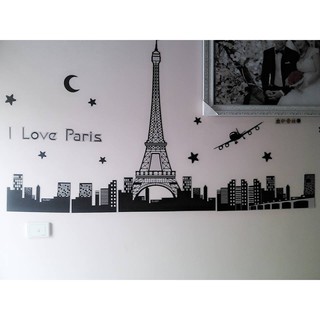 decal dán tường thap pari dạ quang