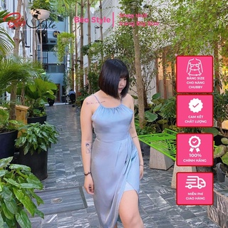 Đầm lụa dự tiệc cổ yếm BIGSIZE sang trọng dành cho các cô nàng mũm mĩm DABS043