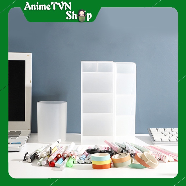 Kệ đựng bút viết Anime Manga đa năng bằng nhựa mini 4 tầng để bàn 2 Loại lớn nhỏ (Nhiều màu sắc)