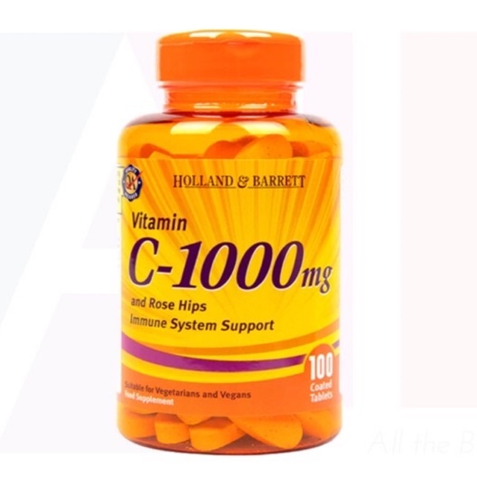 120 Viên uống bổ sung Vitamin C Holland &amp; Barrett Vitamin C with Rose Hips 1000mg