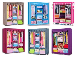 Tủ vải để quần áo 3 buồng 8 ngăn TRƠN dành cho nhà trọ, phòng trọ