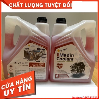Nước làm mát động cơ ô tô Madin Coolant Basic màu đỏ cam can 5 lít