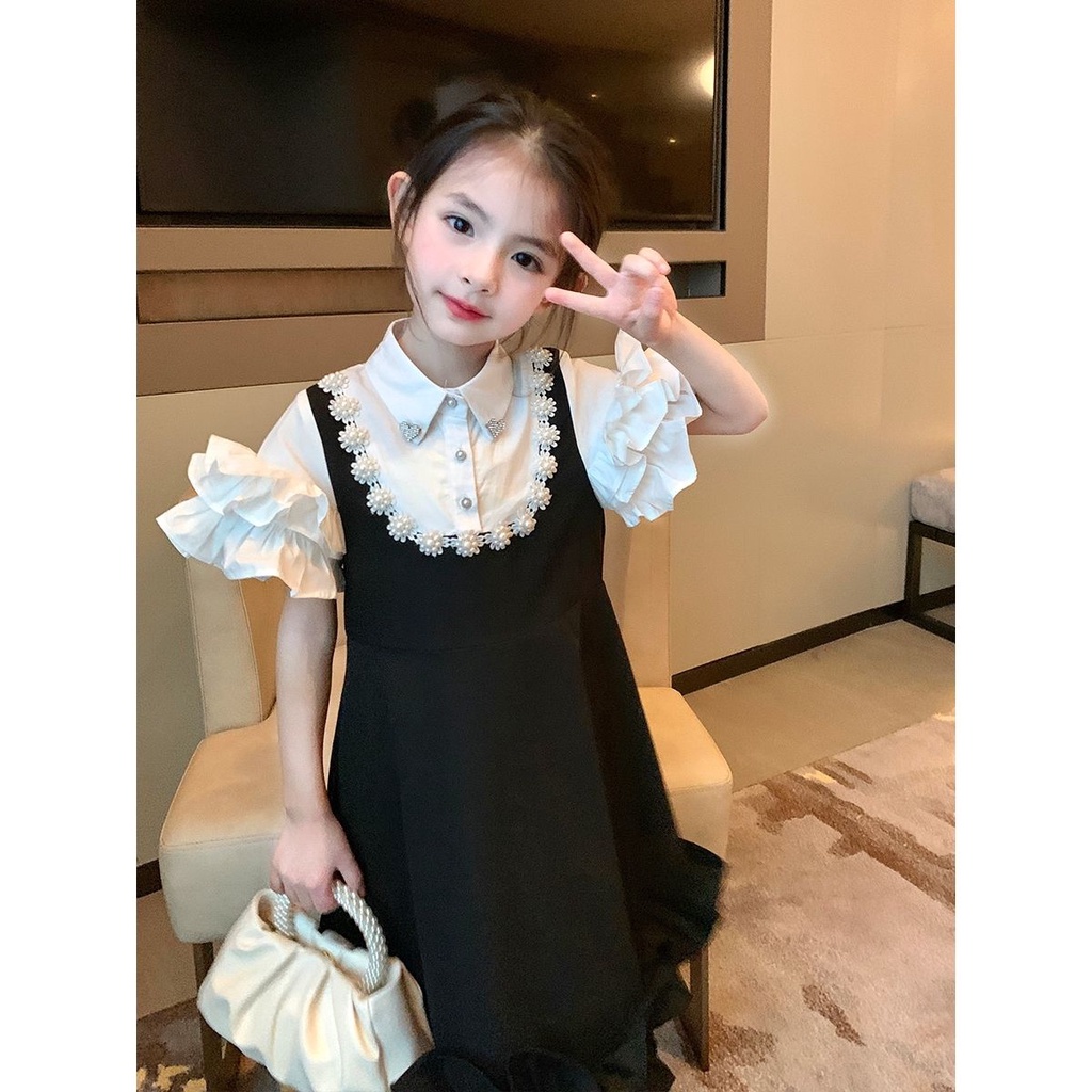 [Thời Thượng Cho Trẻ Em Phải-Have] Đầm Công Chúa Tay Phồng Phong Cách Cánh Hoa Mỏng Phù Hợp Với Váy Sơ Mi Cho Bé Gái