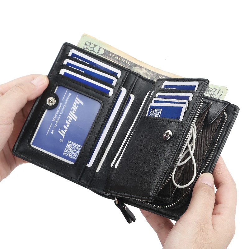 Baellerry D3216 Men's New Zipper Short Wallet Multi-Card Fashion Vertical Mini Coin Purse