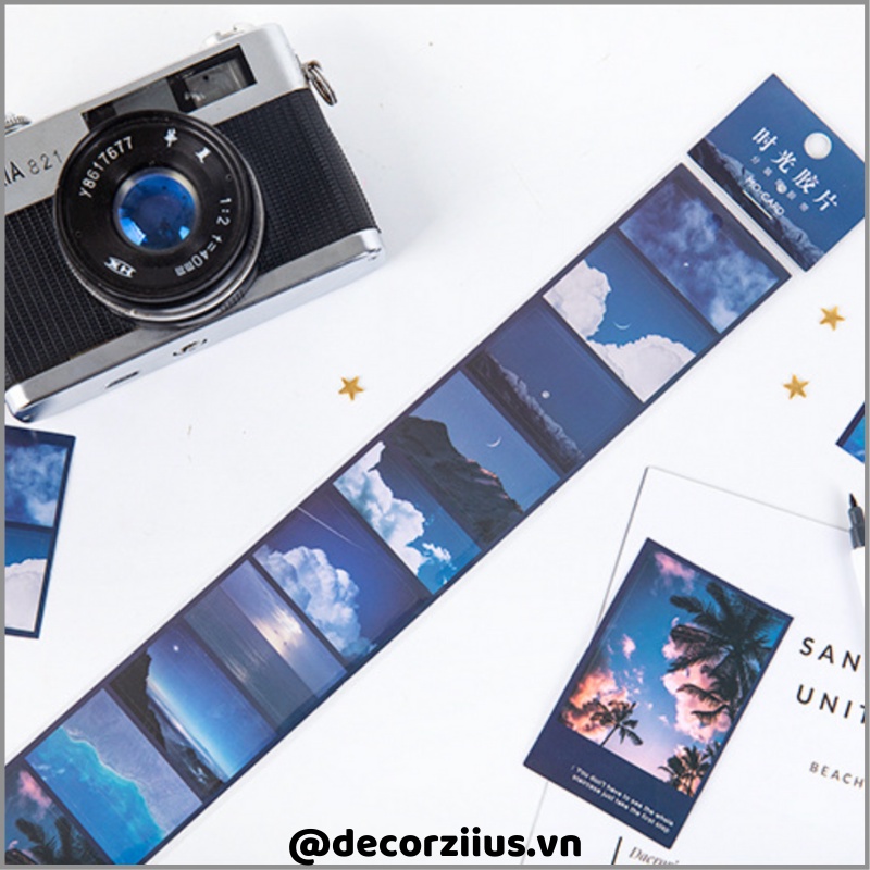 Sticker Vintage Hình Dán Dài Dạng Phim Trang Trí Bullet Journal,Nhật Kí
