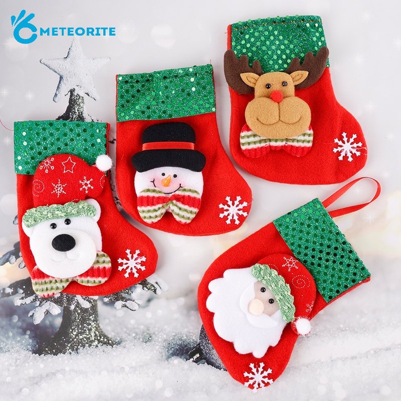 Túi Đựng Kẹo Bằng Vải Họa Tiết Hoạt Hình Ông Già Noel / Người Tuyết / Tuần Lộc Cho Bé