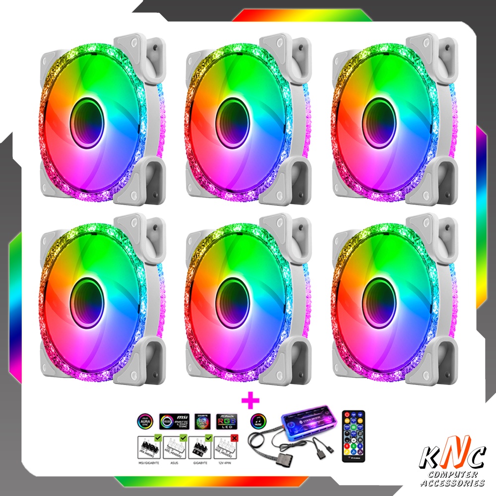 Bộ Quạt Tản Nhiệt Diamond U1 Trắng Kích Thước 12cm Fan Led RGB Đồng Bộ Mainboard - Hub Coolmoon - Nháy Nhạc