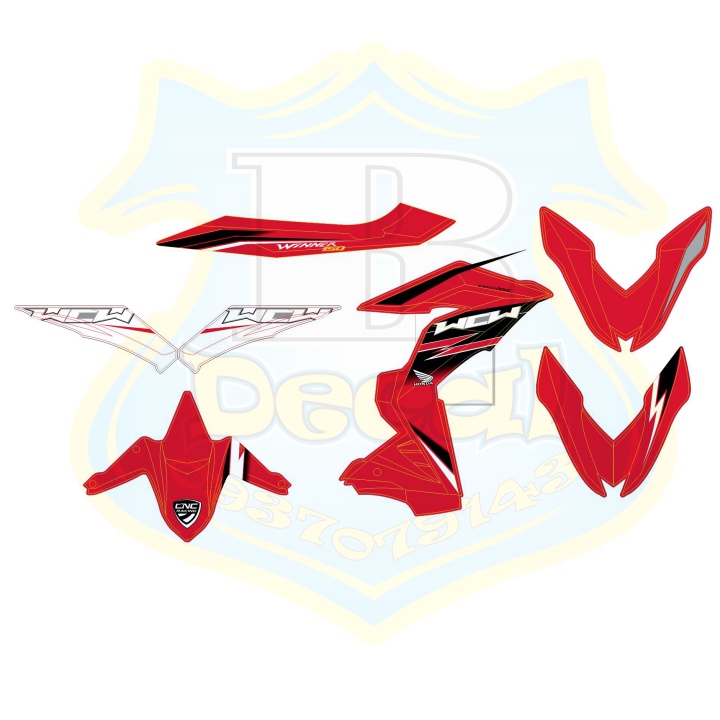 ( Quí khách vui lòng mang ra tiệm cho thợ dán ) Tem winner v1 WCW đỏ